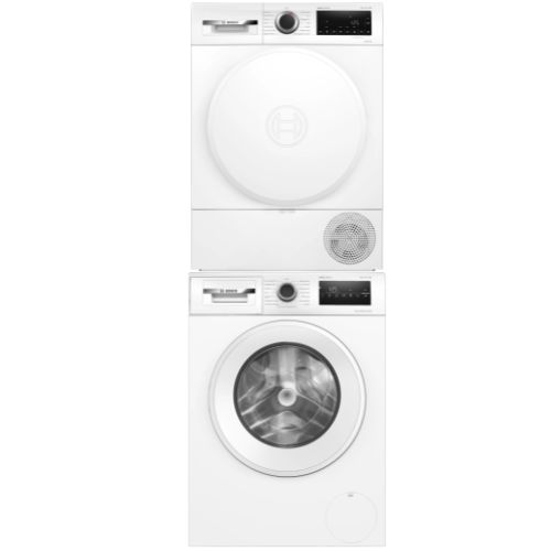 Waschturm aus Bosch Waschmaschine Serie 4 und Wärmepumpentrockner Serie 6